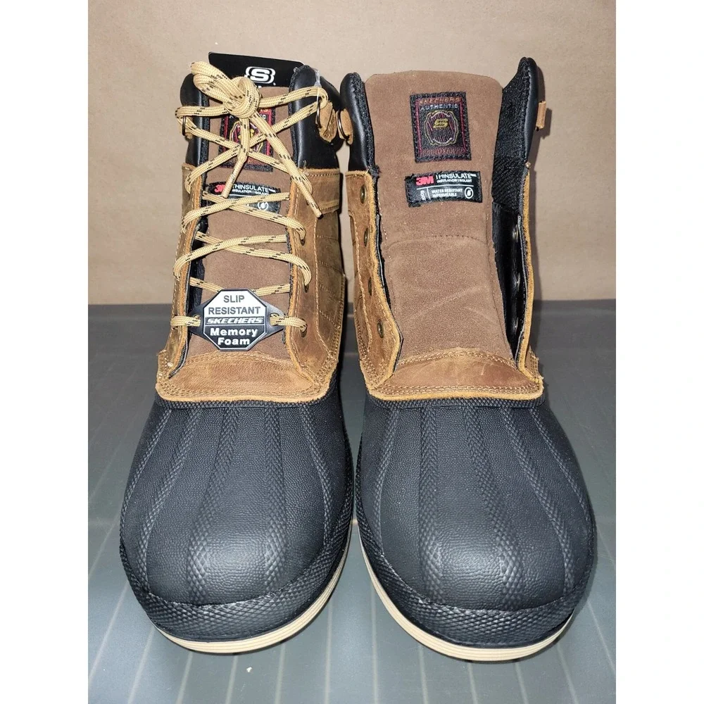Skechers Men's Robards Waterproof‎ Boots MISSING LEFT LACE 77065 Brown Sz 9
